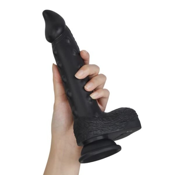 Elite - Insertable Length 6.5" Thrusting Vibrating Black Silicone Fantasy Dildo - Image 3