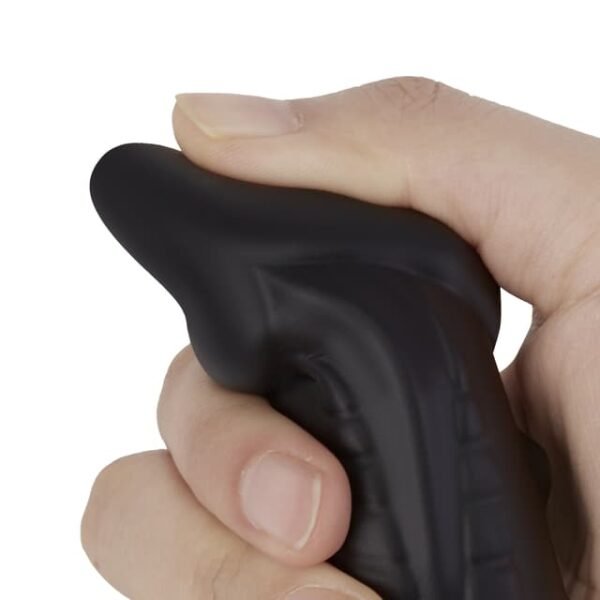 Elite - Insertable Length 6.5" Thrusting Vibrating Black Silicone Fantasy Dildo - Image 4