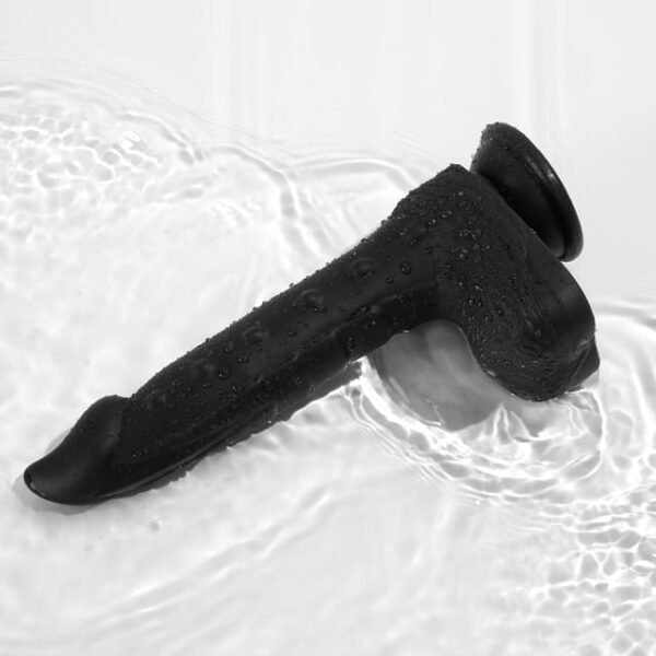 Elite - Insertable Length 6.5" Thrusting Vibrating Black Silicone Fantasy Dildo - Image 9